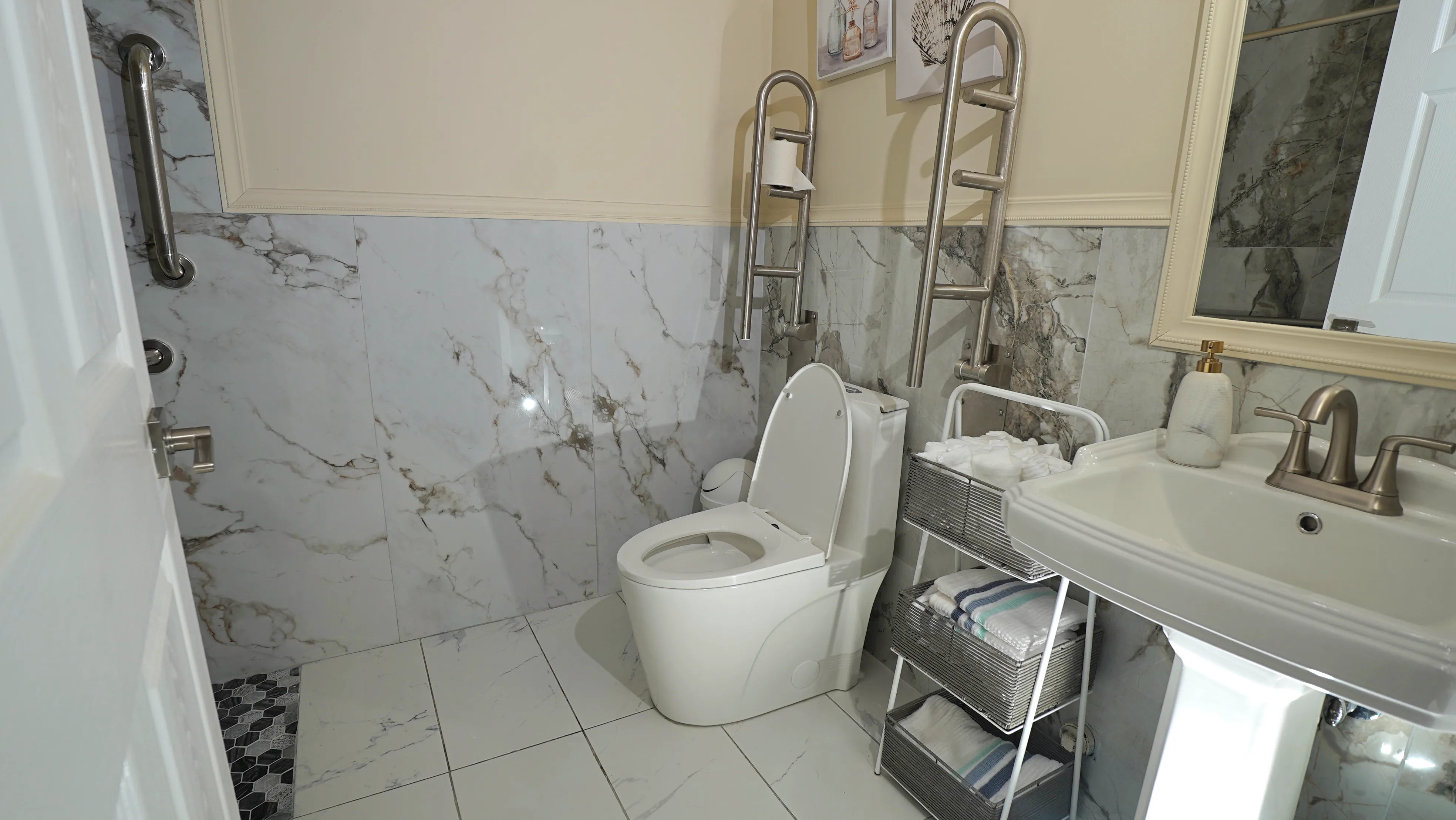 Accessible bathroom with safety features