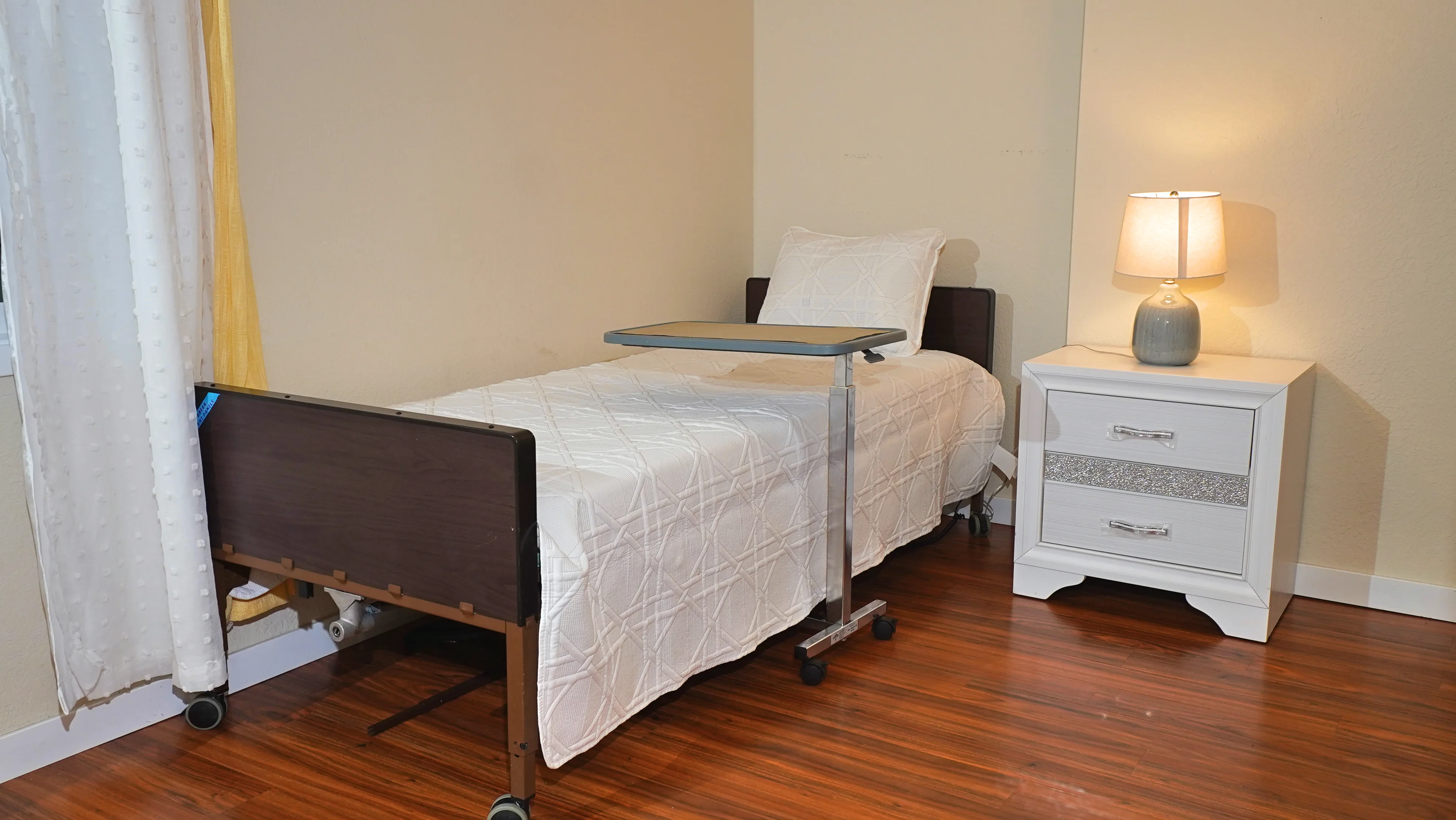 Private bedroom with nightstand